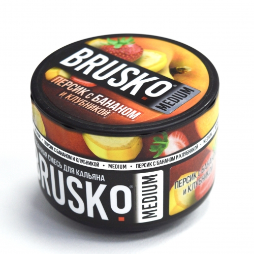Табак Brusko Medium 250 - Персик С Бананом И Клубникой